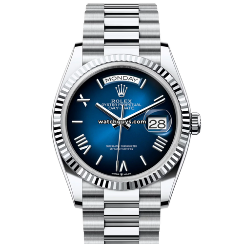 Rolex Day-Date 128236 Platinum Blue Ombre Roman President